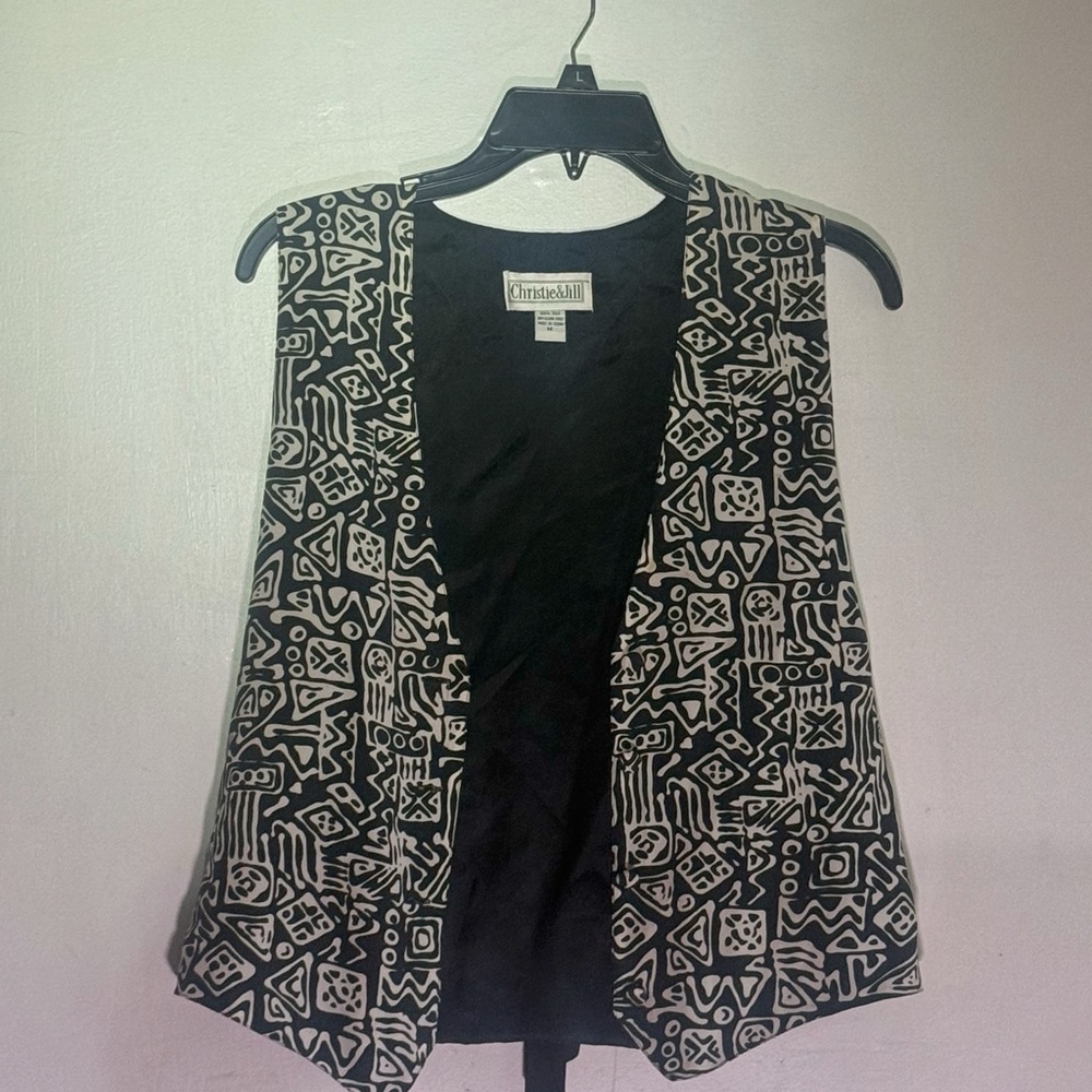 Vintage Black and White Patterned Vest